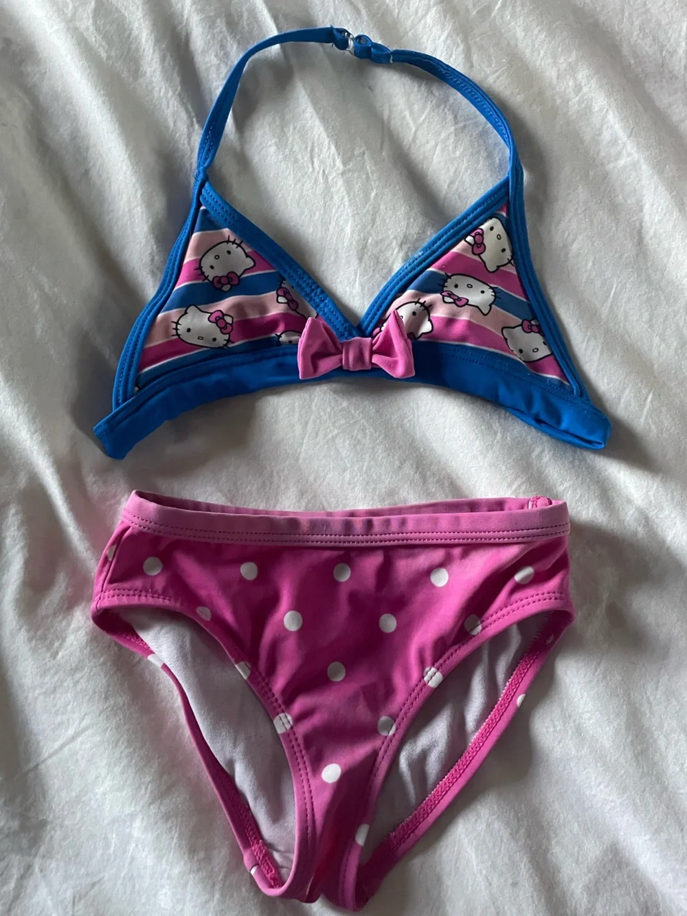 💥6/$35💥Hello Kitty Pink & Blue Girls Bikini Bottoms with Polka Dot Character Top